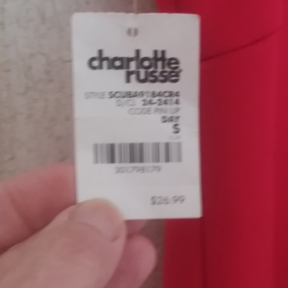 NWT Charlotte Rouse Red Spagetti Strap Dress - Picture 6 of 8